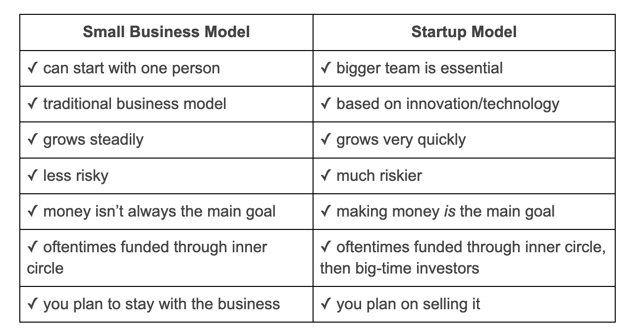 Startup MiniLessons Small Business or Startup?